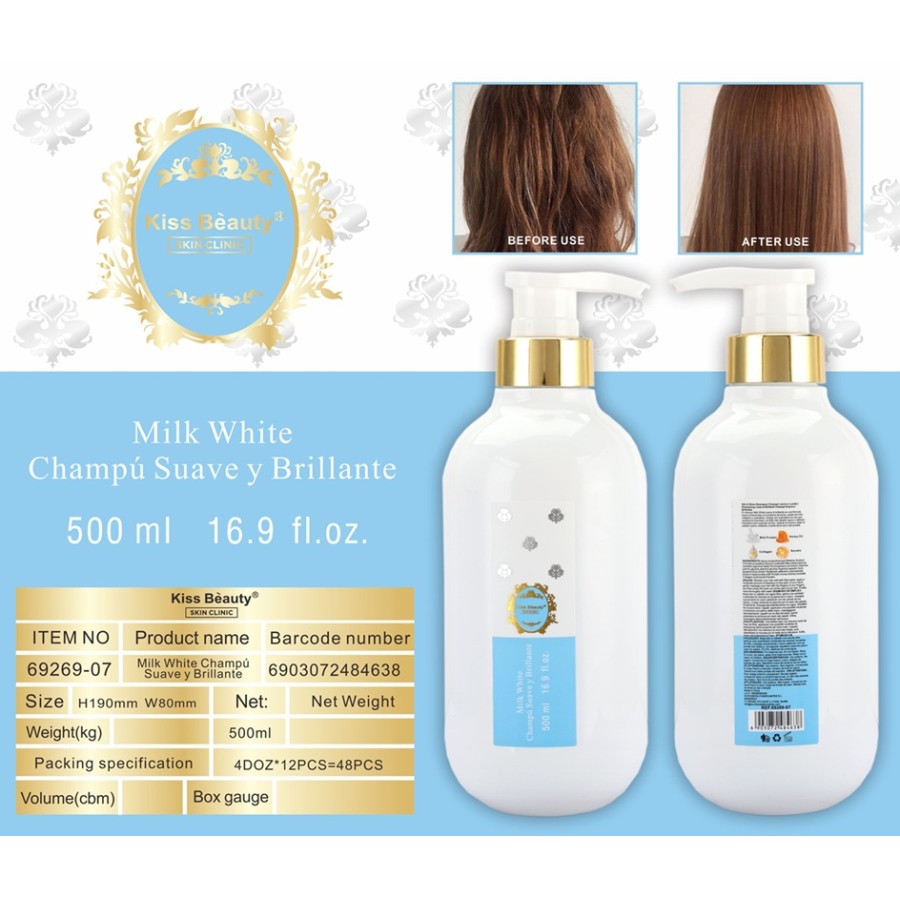 Champú Suave y brillante Milk White 500ml. Kiss Beauty