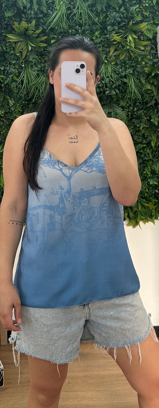 Lencero azul estampado