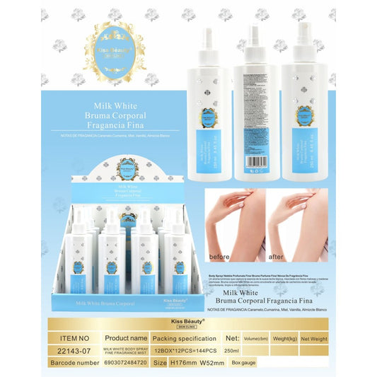 Body mist Fine Milk White 250ml. Kiss Beauty