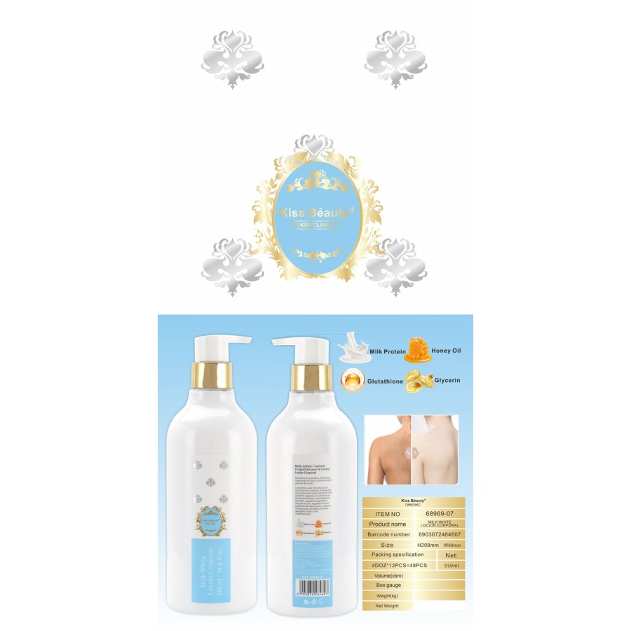 Loción corporal Milk White 550ml. Kiss Beauty