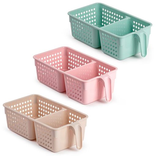 Organizador de nevera doble con asa. Rosa