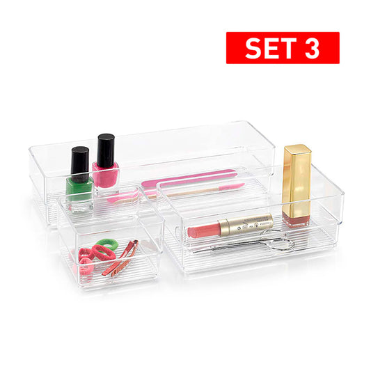 Platic Forte - Set 3 Bandejas Organizadoras Transparentes