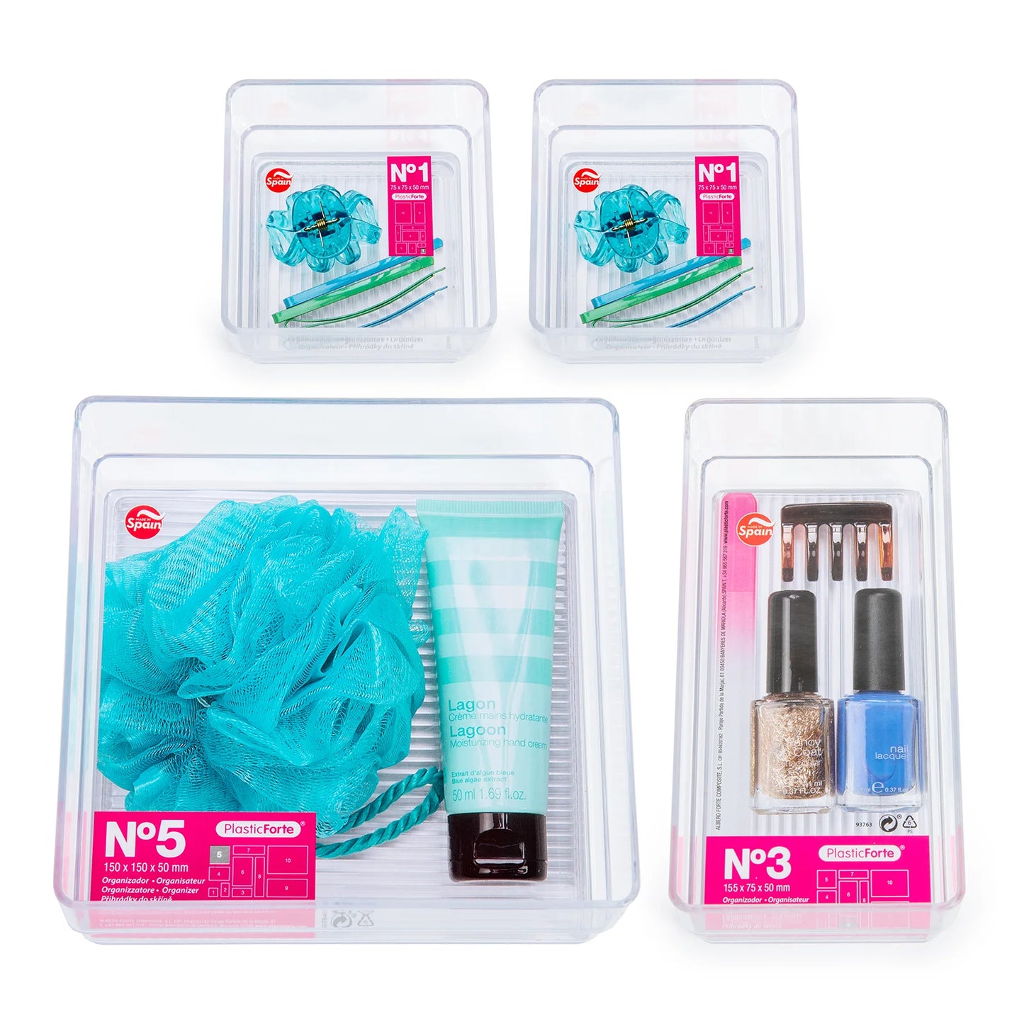 Platic Forte - Set 4 Bandejas Organizadoras Transparentes