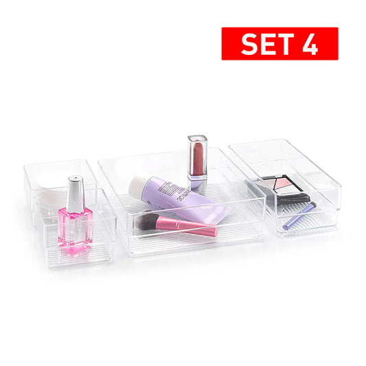 Platic Forte - Set 4 Bandejas Organizadoras Transparentes